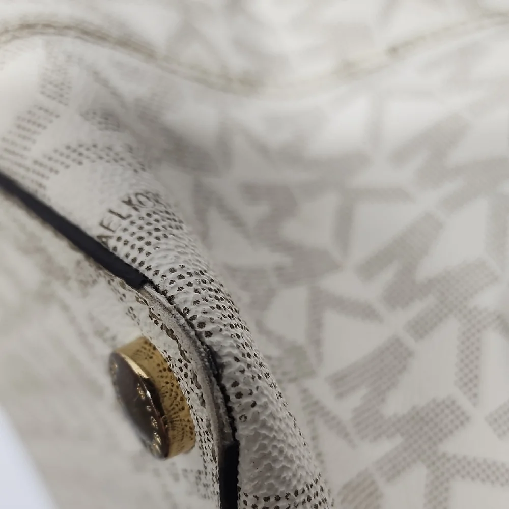 Michael Kors Logo Monogram Jet Set Beige and Brown Tote Bag Classic Style - Picture 10 of 16